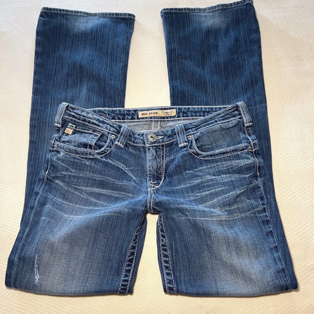 Vintage‎ Big Star Casey K Low Rise Bootcut Jeans Blue Y2K Thick Stitch 29L